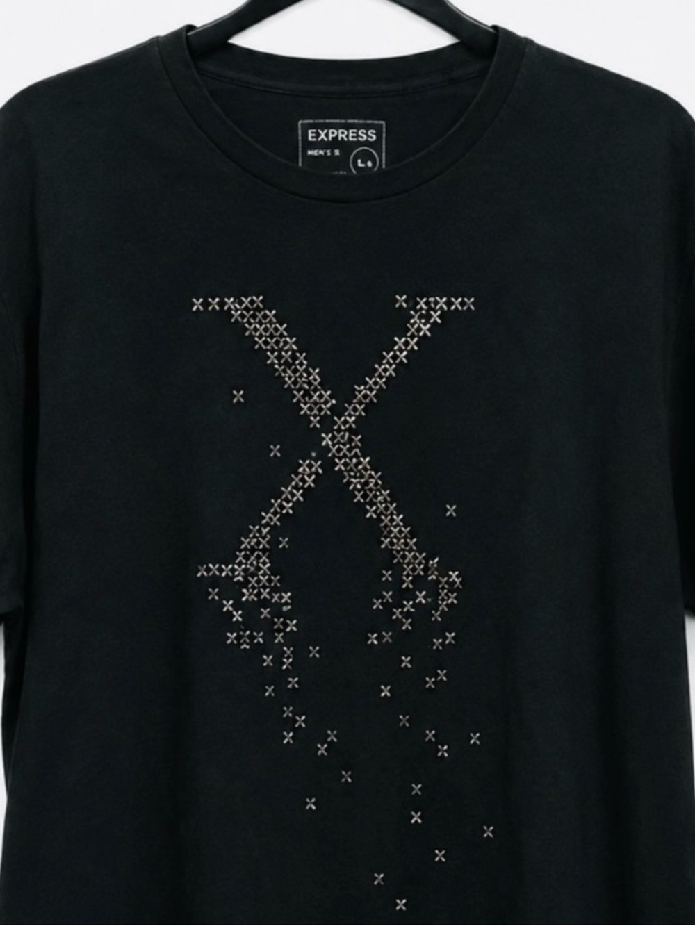 Express Black T-Shirt with Silver Cross-Stitch 'X' Graphic ✖️🖤✖️